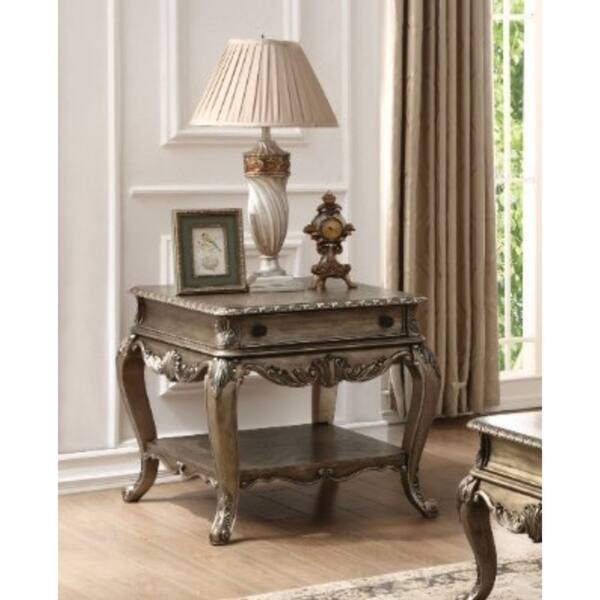 Shop Wooden End Table With One Drawer And Bottom Shelf Vintage