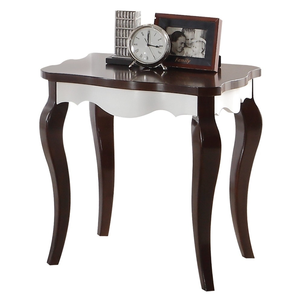 Shop Wooden End Table With Cabriole Legs White And Walnut Brown