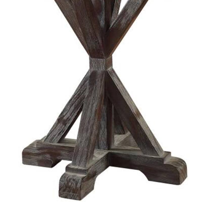 Marble Top End Table With Wooden Tri-Pod Base, White And Espresso Brown