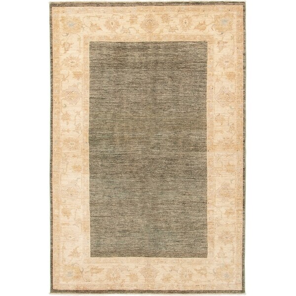 ECARPETGALLERY Hand-knotted Chobi Finest Dark Khaki Wool Rug - 5'8 x 8'9