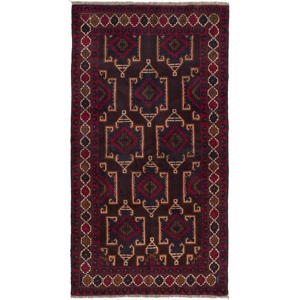 ECARPETGALLERY Hand-knotted Teimani Dark Brown, Red Wool Rug - 3'2 x 6'2