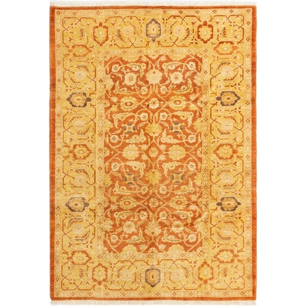 ECARPETGALLERY Hand-knotted Chobi Finest Burnt Orange Wool Rug - 6'1 x 8'9