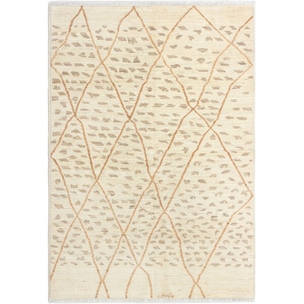 ECARPETGALLERY Hand-knotted Shalimar Cream Wool Rug - 6'2 x 8'9