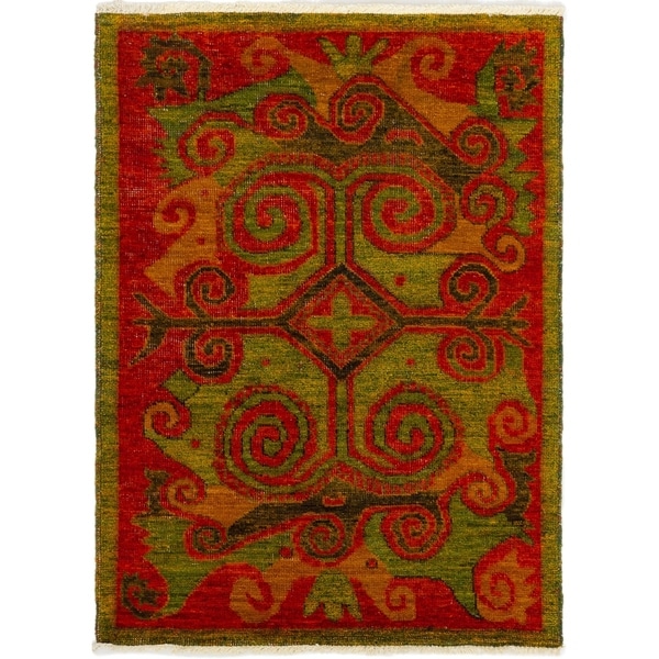 ECARPETGALLERY Hand-knotted Vibrance Red Wool Rug - 4'4 x 5'9