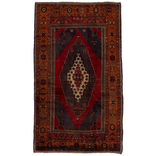 ECARPETGALLERY Hand-knotted Anatolian Vintage Red Wool Rug - 5'4 x 9'5