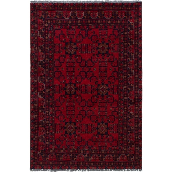 ECARPETGALLERY Hand-knotted Finest Khal Mohammadi Red Wool Rug - 4'0 x 6'3