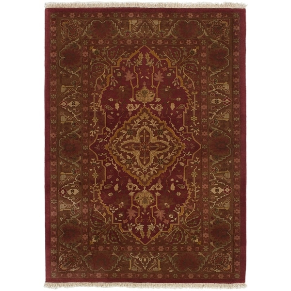 ECARPETGALLERY Hand-knotted Jamshidpour Dark Red Wool Rug - 4'3 x 6'1