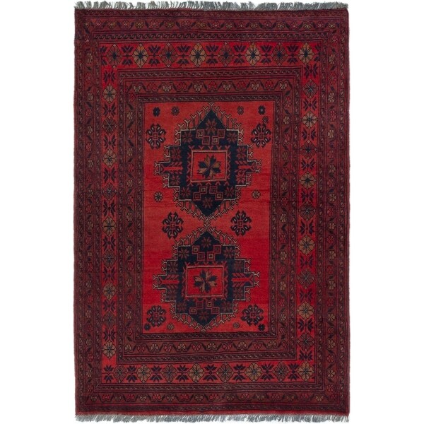 ECARPETGALLERY Hand-knotted Finest Khal Mohammadi Red Wool Rug - 3'4 x 5'0