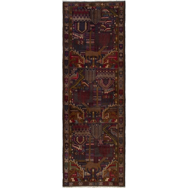 ECARPETGALLERY Hand-knotted Finest Rizbaft Dark Navy Wool Rug - 2'11 x 9'1