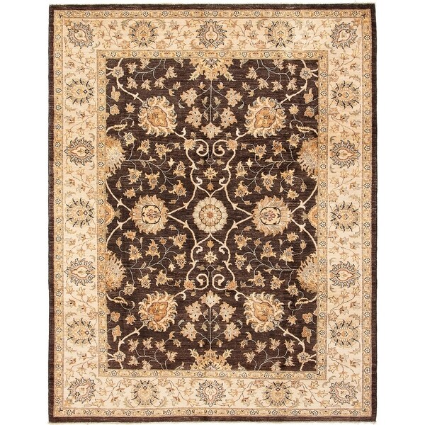 ECARPETGALLERY Hand-knotted Chobi Finest Dark Brown Wool Rug - 8'2 x 10'5