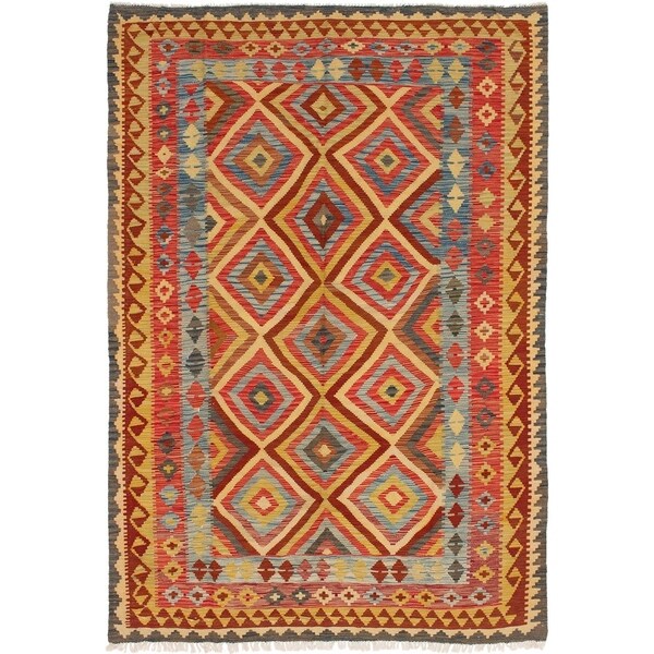 ECARPETGALLERY Flat-weave Hereke FW Red Wool Kilim - 5'10 x 8'8