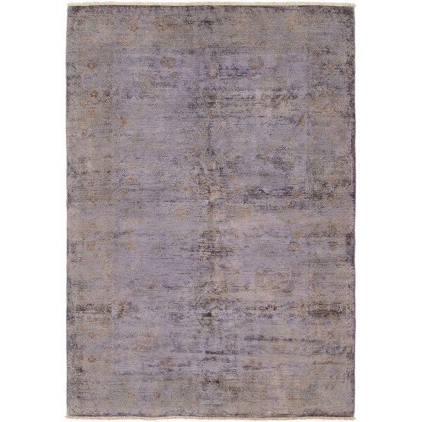 ECARPETGALLERY Hand-knotted Color transition Light Violet Wool Rug - 6'3 x 8'10
