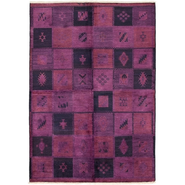 ECARPETGALLERY Hand-knotted Vibrance Purple Wool Rug - 6'3 x 8'10