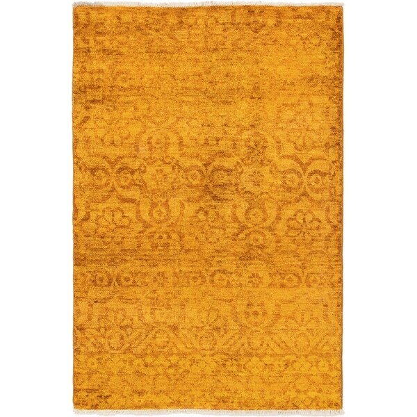 ECARPETGALLERY Hand-knotted Vibrance Dark Gold Wool Rug - 4'0 x 6'0