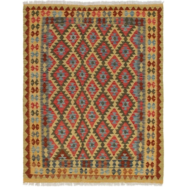 ECARPETGALLERY Flat-weave Kashkoli FW Red Wool Kilim - 4'10 x 6'2