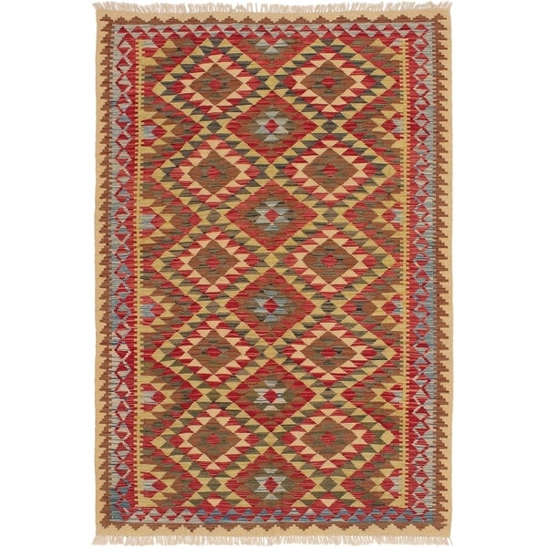 ECARPETGALLERY Flat-weave Kashkoli FW Red Wool Kilim - 5'4 x 7'11