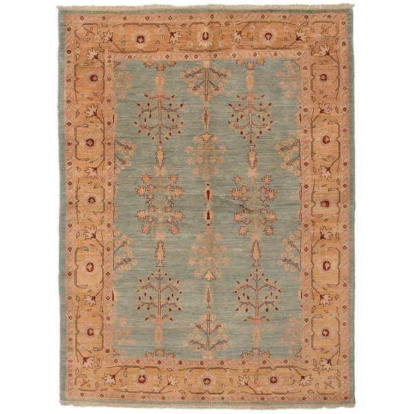 ECARPETGALLERY Hand-knotted Chobi Finest Light Blue Wool Rug - 5'10 x 7'10