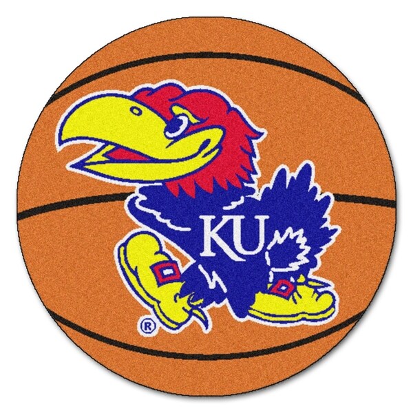FANMATS University of Kansas Basketball Mat Ball Mat 27" diameter - 2'3" Round