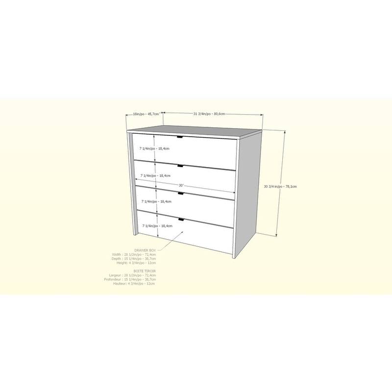 Nexera Identi-T 4 Piece Bedroom Set, White and Walnut