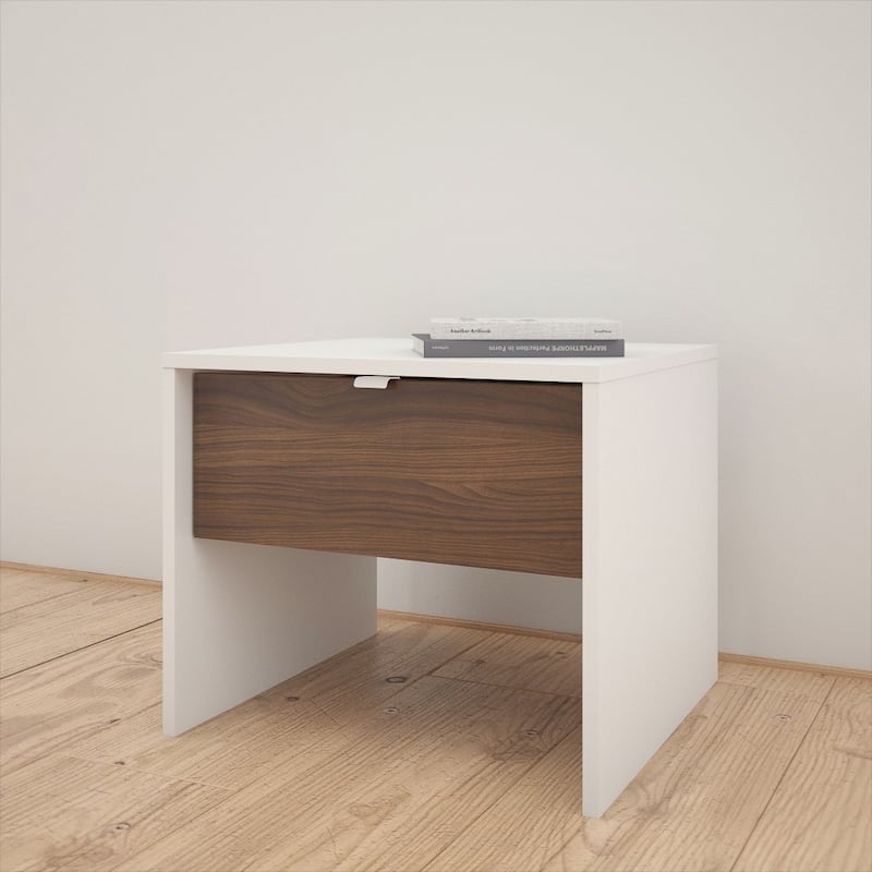 Nexera Identi-T 4 Piece Bedroom Set, White and Walnut
