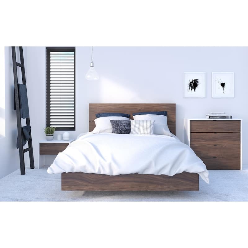 Nexera Identi-T 4 Piece Bedroom Set, White and Walnut - Full