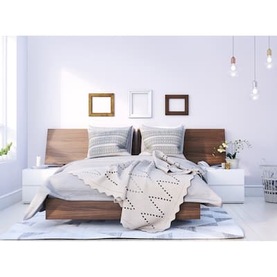 Nexera Denali 4 Piece Bedroom Set, Walnut and White