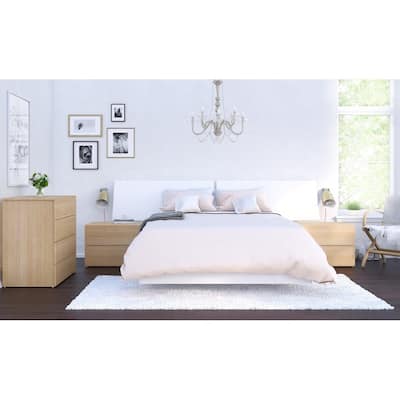 Nexera Esker 5 Piece Bedroom Set, Natural Maple and White