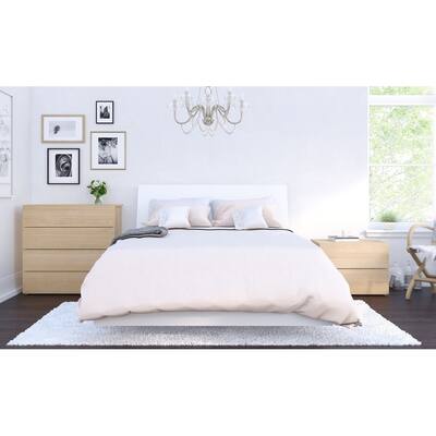 Nexera Esker 4 Piece Bedroom Set, Natural Maple and White