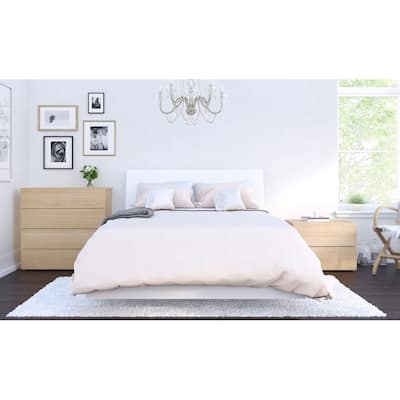 Nexera Esker 4 Piece Bedroom Set, Natural Maple and White