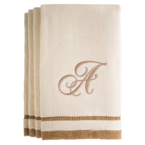 Monogrammed Ivory Fingertip Towels Set of 4