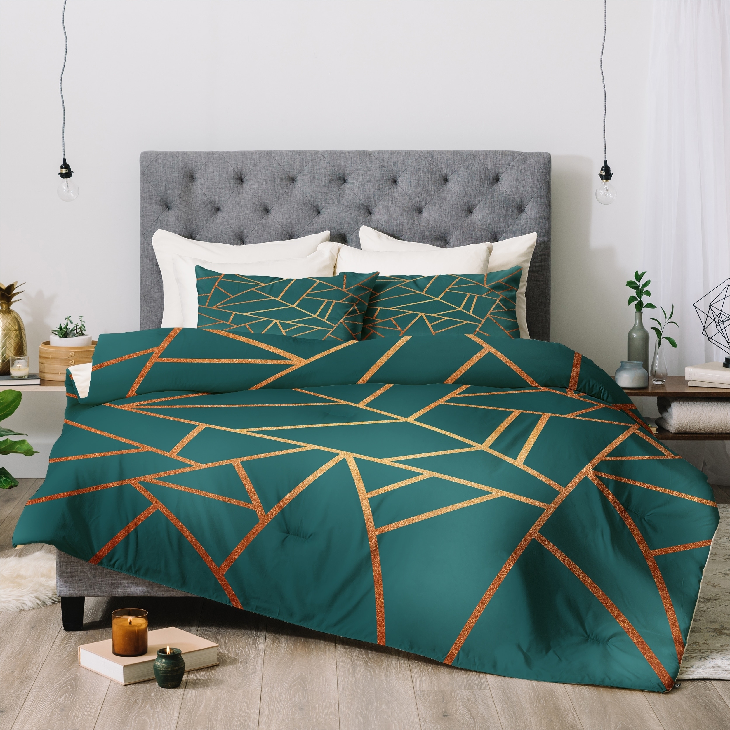 Deny Designs Teal Geometric 3 Piece Comforter Set