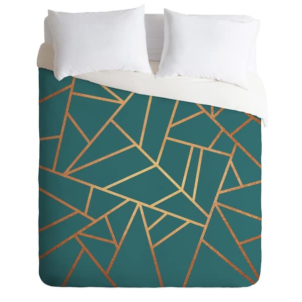 Shop Deny Designs Teal Geometric 3 Piece Comforter Set On Sale