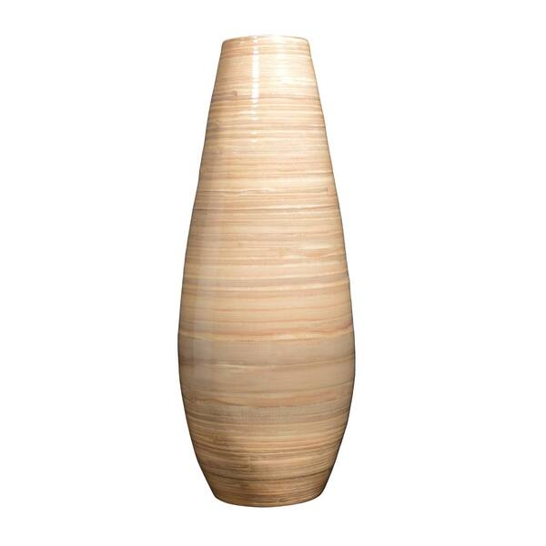 Villacera Handcrafted 22â Tall Bamboo Vase Overstock 25685624 Tear Drop Floor Vase Natural