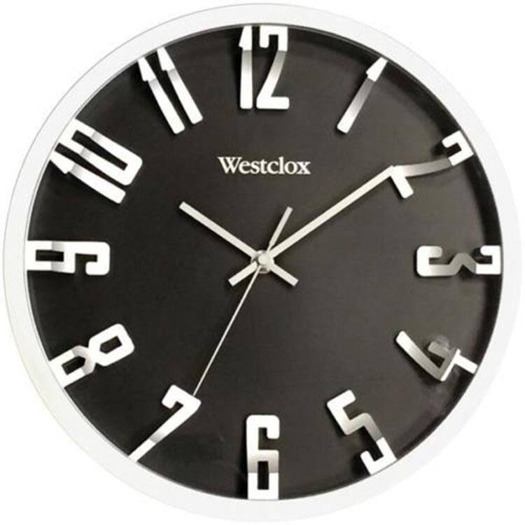Westclox 12" Round 3D Analog Metallic Silver Wall Clock
