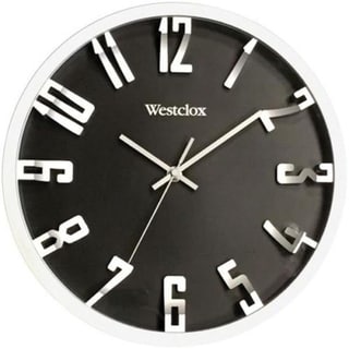 Westclox 12" Round 3D Analog Metallic Silver Wall Clock