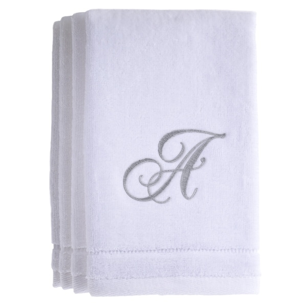 Shop Monogrammed Initial White Fingertip Towels Set of 4 - Overstock ...