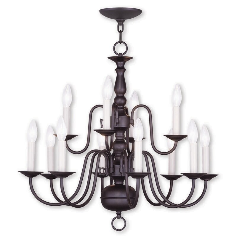 Livex Lighting Williamsburgh 12 Light Bronze Chandelier - Chandeliers For Bedrooms by Overstock.com