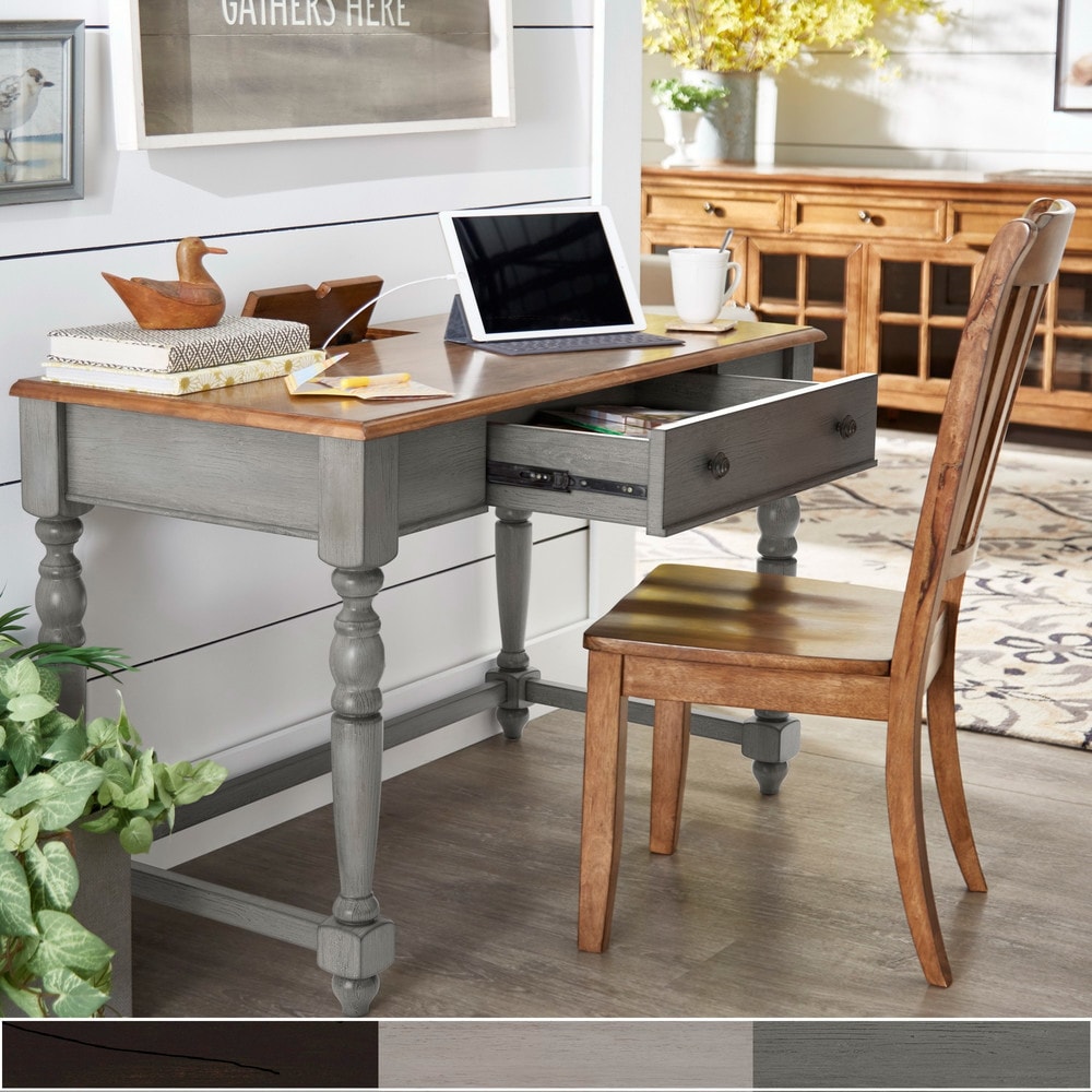 iNSPIRE Q Classic Oaklyn Antique 1-drawer Desk with Charging Station