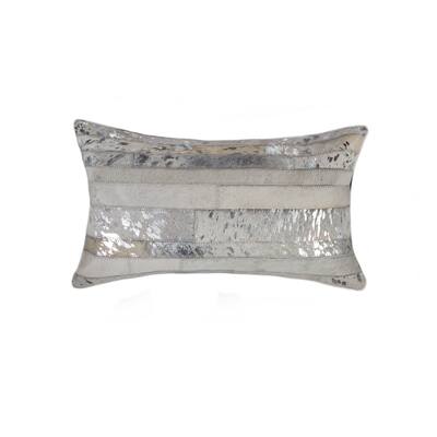 Torino Madrid Cowhide Pillow 12"X20" - Grey & Silver