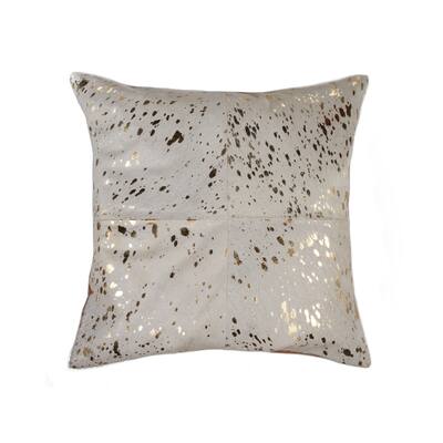 Torino Quattro Cowhide Pillow 18"X18" - Natural & Gold