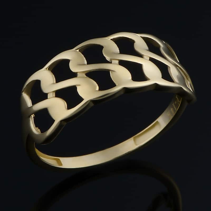 14k Yellow Gold Double Row Curb Ring (7.9 millimeter)