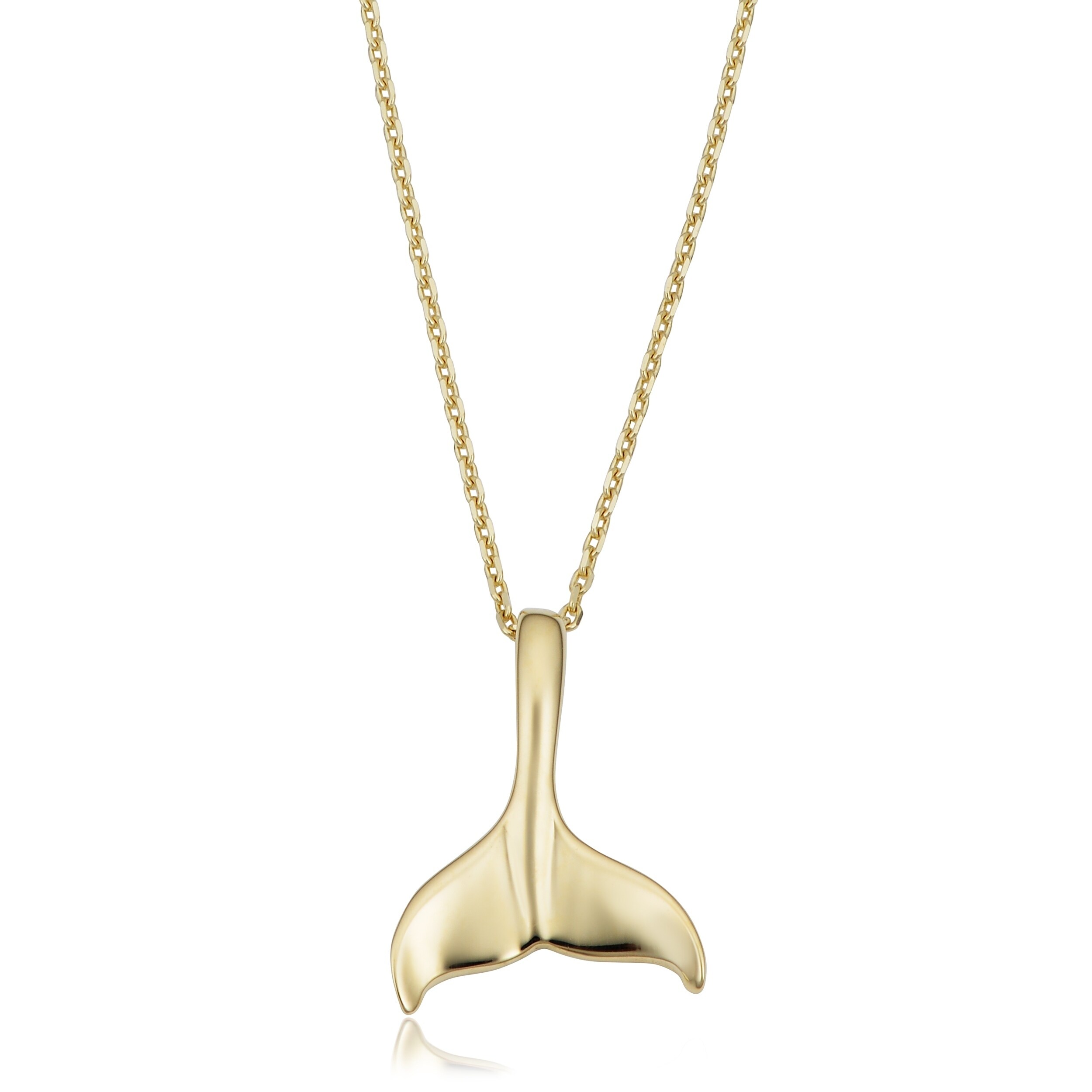 14K Yellow Gold Dolphins Pendant on an Adjustable 14K Yellow Gold Chain Necklace