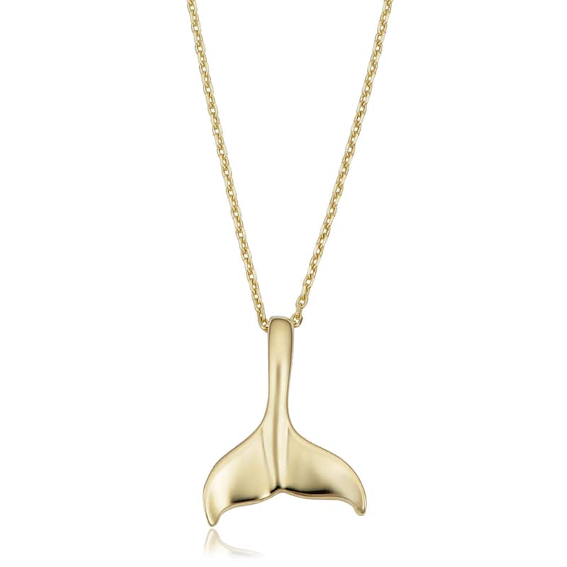 14k Yellow Gold Dolphin Tail Pendant Necklace