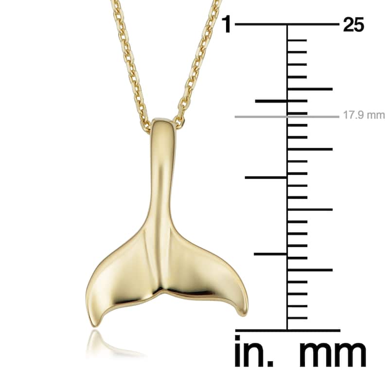 14k Yellow Gold Dolphin Tail Pendant Necklace