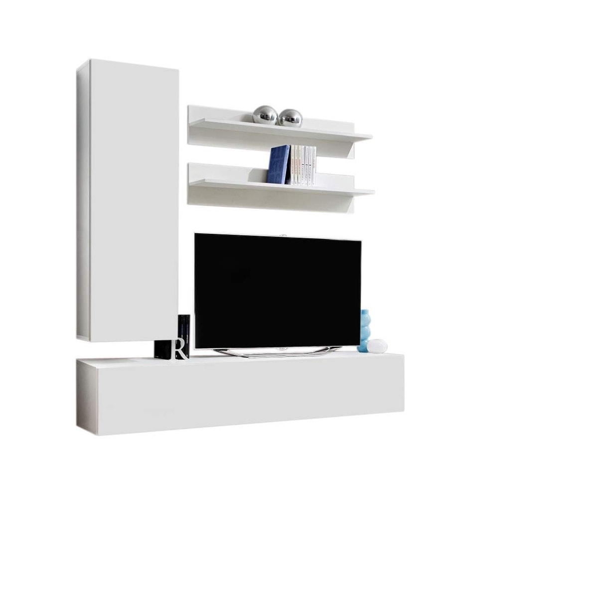 Meble Furniture Fly H Wall Mounted Entertainment Center for up to 70" TVs - 63"W x 67"H