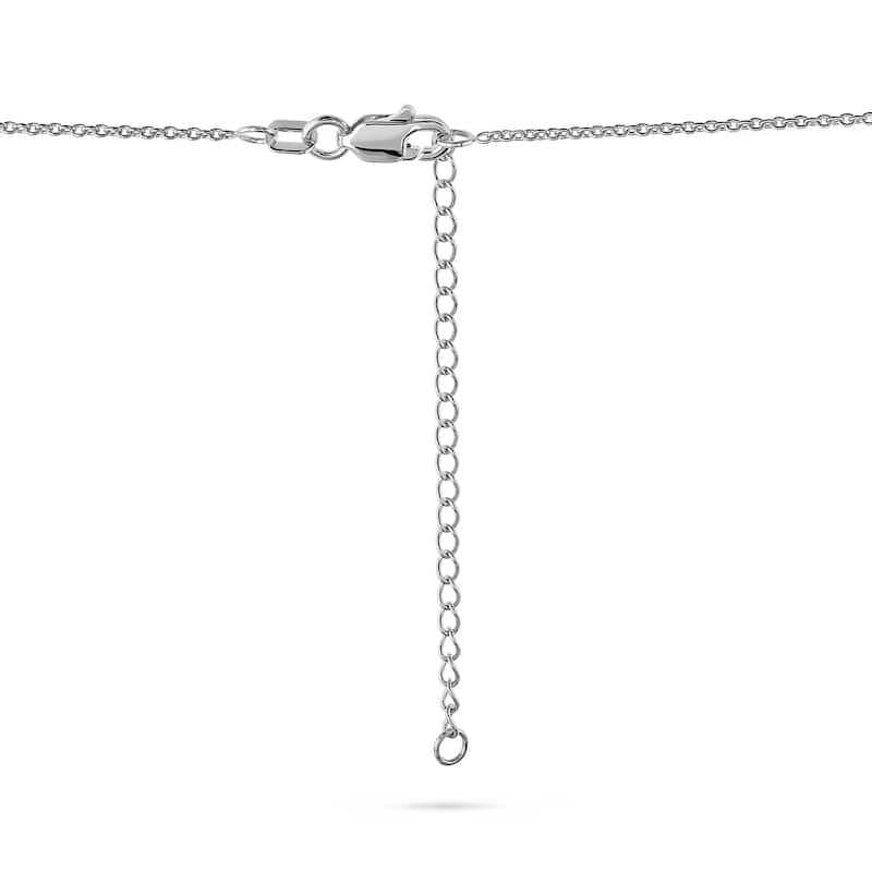 Annello by Kobelli 14k White Gold 1/15ct Diamond Fanned Lotus Necklace