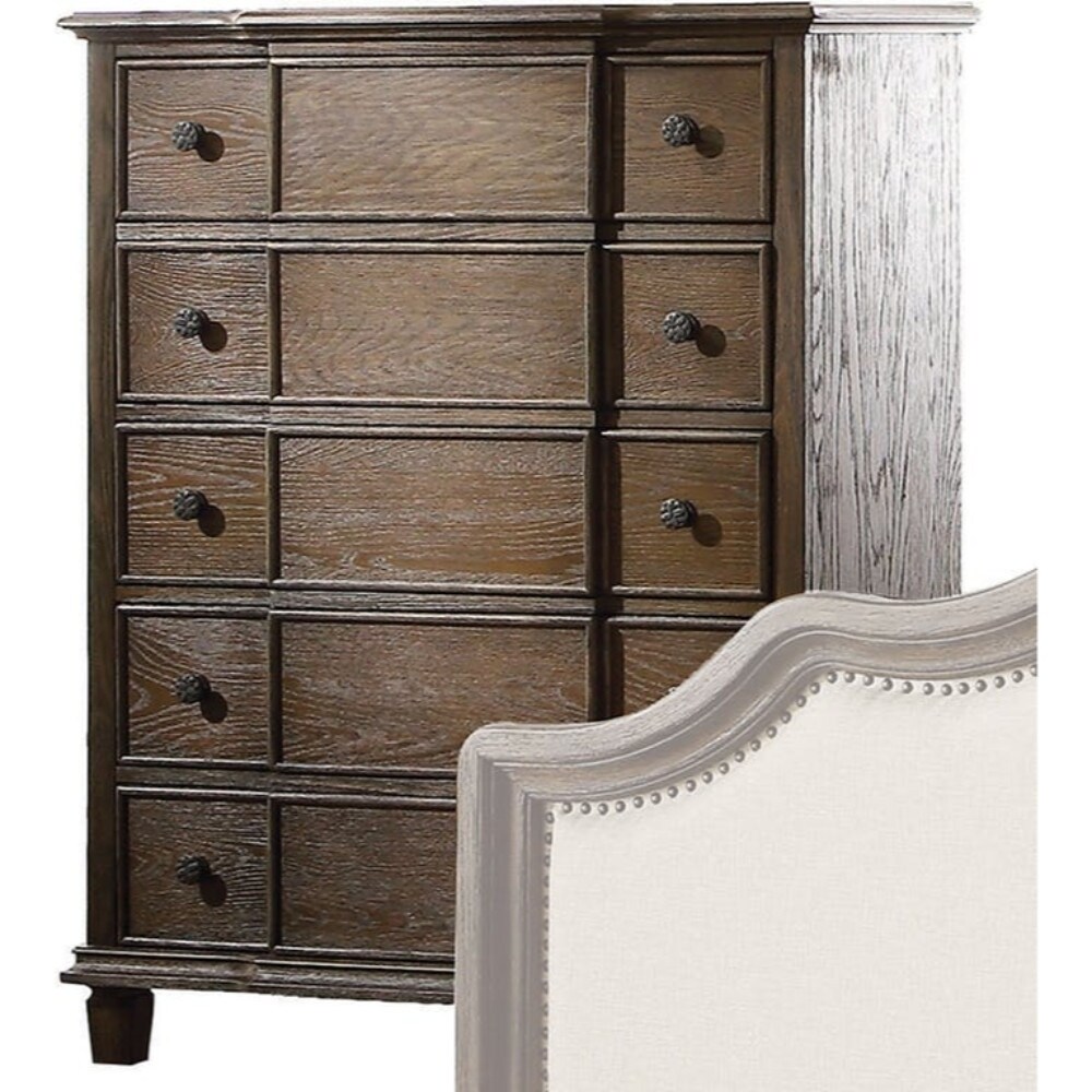 Shop Five Drawer Chest With Round Knobs Side Metal Glide In