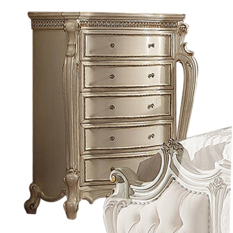 Antique Pearl & Cherry Oak Five Drawer Chest