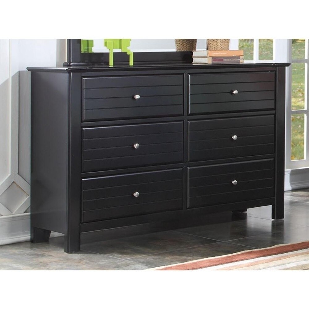 Contemporary Style Wood and Metal Dresser with 6 Drawers, Black - Bed Bath  & Beyond - 25687812
