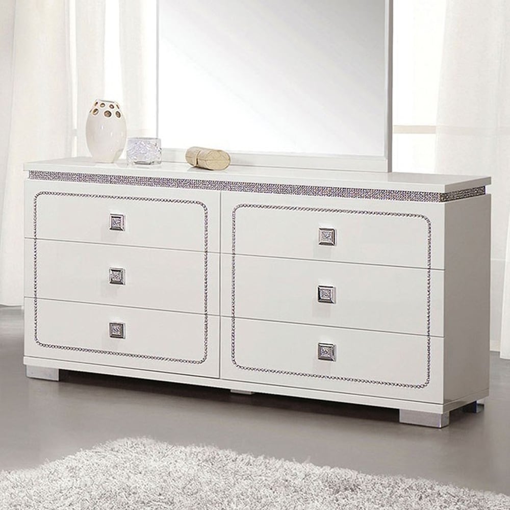 Shop Six Drawers Wooden Dresser With Square Metal Hardware Glossy